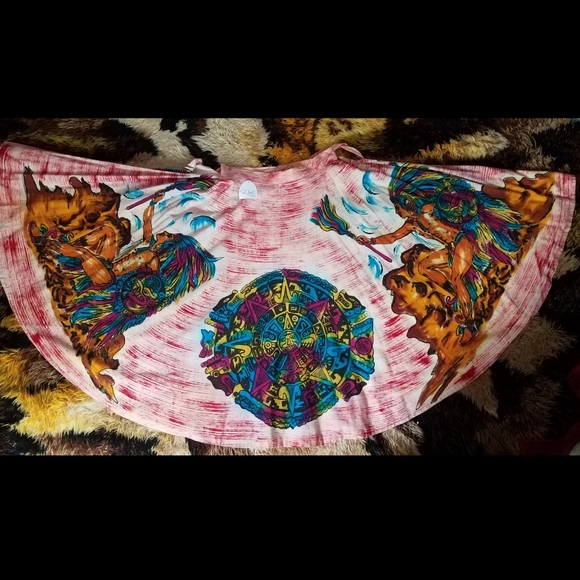 SOLD 1940s 40s Skirt Vintage Mexican Hand Painted Large - Picture 2 of 9